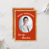 Carte Joyeux Noël Photo Élégant Script classique (Devant/Arrière en situation)