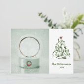 Carte Joyeux Noël Photo Globe neige Noël (Debout devant)