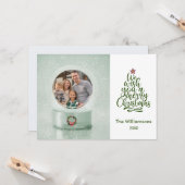 Carte Joyeux Noël Photo Globe neige Noël (Devant/Arrière en situation)