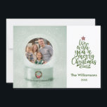 Carte Joyeux Noël Photo Globe neige Noël<br><div class="desc">Joyeux Noël avec une photo préférée dans le globe de neige — pacifique et serein. Pour toute question ou demande de design,  envoyez simplement un conversation ou un courriel à : charmdesignstudio@rcn.com</div>