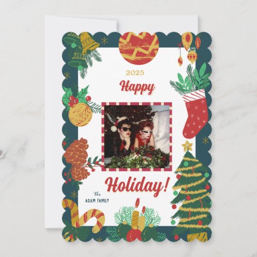 Carte Joyeux Noël Photo Holiday (Devant)