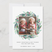 Carte Joyeux Noël Photo moderne Holiday Holly Wreath (Devant)