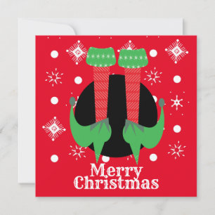 Carte Joyeux Noël Pieds de Lutin Talons Flocons de Neige