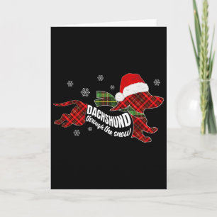 Carte Joyeux Noël Plaid Chien Dachshund Dans La Neige