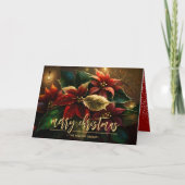 Carte Joyeux Noël Poinsettias Merci d'affaires (Devant)