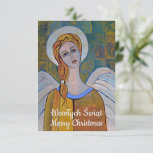 Carte Joyeux Noël polonais Wesołych Świąt Angel