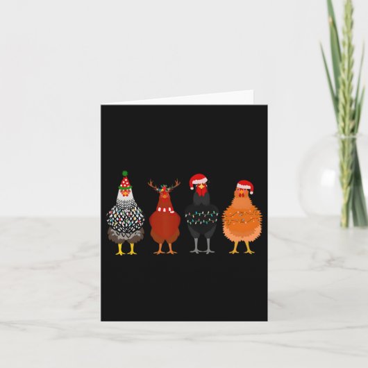 Carte Joyeux Noël Poulet Feux de Noël Santa Hat (Devant)