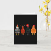 Carte Joyeux Noël Poulet Feux de Noël Santa Hat (Fleur jaune)