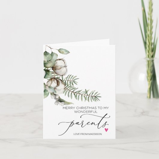 Carte Joyeux Noël Pour Les Parents De La Fille (Devant)