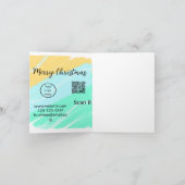 Carte Joyeux Noël QR code entreprise jaune vert eau (Intérieur)
