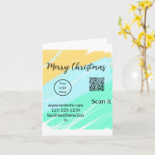Carte Joyeux Noël QR code entreprise jaune vert eau (Fleur jaune)