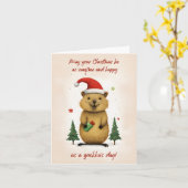 Carte Joyeux Noël Quokka - (Fleur jaune)