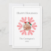 Carte Joyeux Noël Red Plaid Snowflake Photo Holiday (Devant)