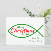 Carte Joyeux Noël religieux Christian Fish Script (Debout devant)