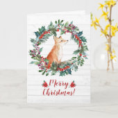 Carte Joyeux Noël Renard de la Forêt (Fleur jaune)