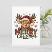 Carte Joyeux Noël Renne Mignon (Debout devant)