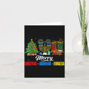 Carte Joyeux Noël rétro Hanukkah Kwanzaa Joyeuses Fêtes