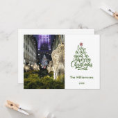 Carte Joyeux Noël Rockefeller Arbre et photo de famille (Devant/Arrière en situation)