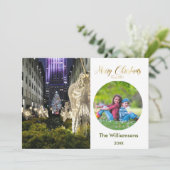Carte Joyeux Noël Rockefeller Arbre et photo de famille (Debout devant)