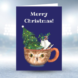 Carte Joyeux Noël Rockefeller Chocolat Chaud Chouette