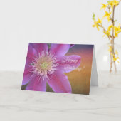 Carte Joyeux Noël rose (Fleur jaune)