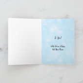 Carte Joyeux Noël rose et bonhomme de neige bleu (Intérieur)