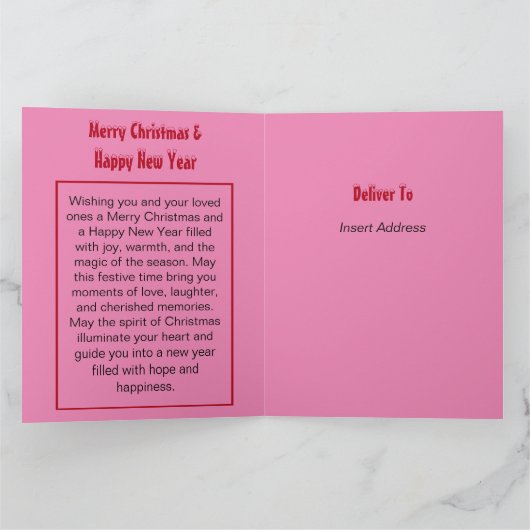 Carte Joyeux Noël rose moderne Père Noël (Intérieur)