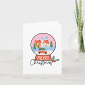 Carte Joyeux Noël rose & Red Snow Globe (Devant)