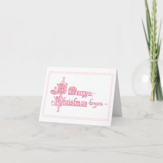 Carte Joyeux Noël rose vintage (Devant)