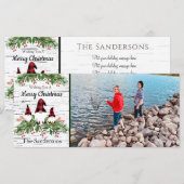 Carte Joyeux Noël Rouge Buffalo Plaid Gnomes Verdure (Devant / Derrière)