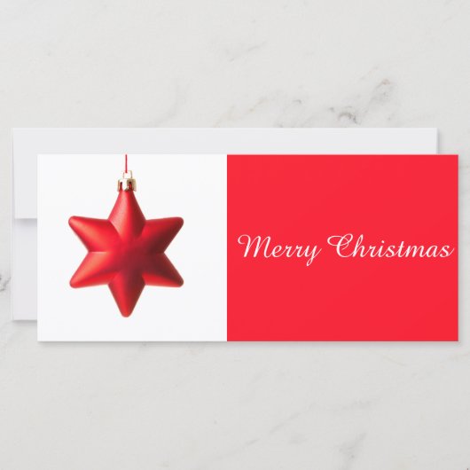 Carte Joyeux Noël Rouge étoile décoration avec texte (Devant)