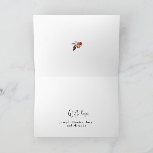 Carte Joyeux Noël Rouge Holly Script moderne Vacances Ca (Intérieur)