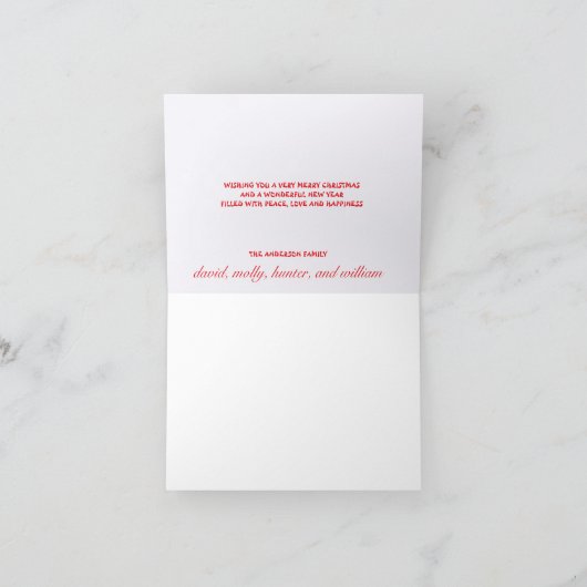 Carte Joyeux Noël rouge Joyeux Script (Intérieur)