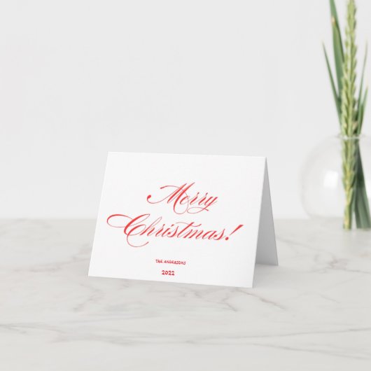 Carte Joyeux Noël rouge Joyeux Script (Devant)