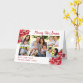 Carte Joyeux Noël Rouge Poinsettia Aquarelle (Fleur jaune)