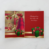 Carte Joyeux Noël Rouge Vert Or Noël (Intérieur)