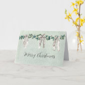 Carte Joyeux Noël Rubans Primitifs Eucalyptus Étoiles (Fleur jaune)