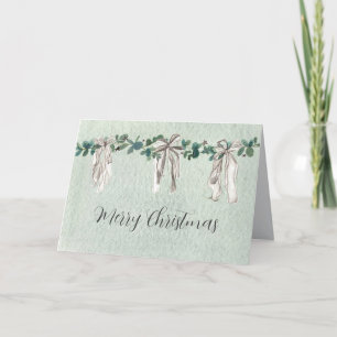 Carte Joyeux Noël Rubans Primitifs Eucalyptus Étoiles