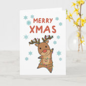 Carte Joyeux Noël Rudolph Rouge Nez Reindeer Fée Lumière (Fleur jaune)