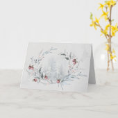 Carte Joyeux Noël Rustic Woodsy Watercolor Wreath (Fleur jaune)