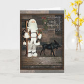 Carte Joyeux Noël rustique (Fleur jaune)