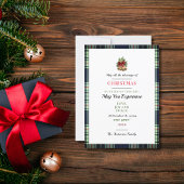 Carte Joyeux Noël Rustique 1 Photo Tartan bleu Plaid