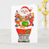 Carte Joyeux Noël Santa tenant l'amour (Fleur jaune)