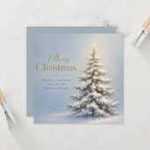 Carte Joyeux Noël Sapin enneigé (Devant/Arrière en situation)