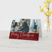 Carte Joyeux Noël Script 2 Photo Collage Holiday Red (Fleur jaune)