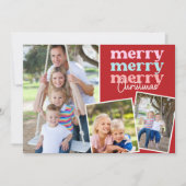 Carte Joyeux Noël Script moderne vert trois photo (Devant)