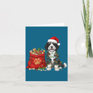 Carte Joyeux Noël Sheepadoodle Lumières Chienne Maman Sh