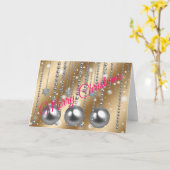 Carte Joyeux Noël Silver Gold (Fleur jaune)