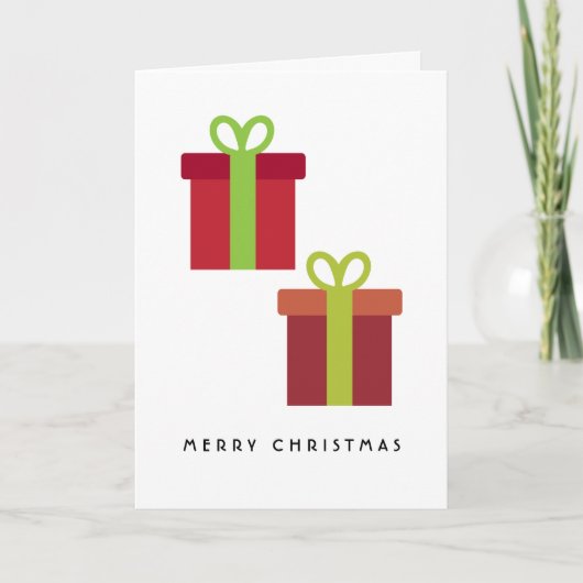 Carte Joyeux Noël Simple Minimaliste Boîte Cadeaux Rouge (Devant)