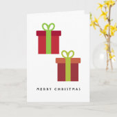Carte Joyeux Noël Simple Minimaliste Boîte Cadeaux Rouge (Fleur jaune)